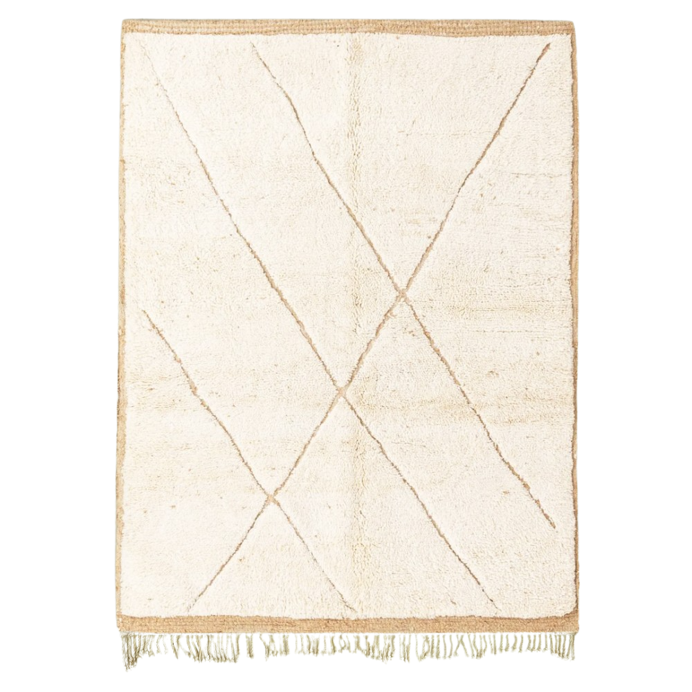 shag area rug, Moroccan Berber rug, of white beni ourain rug