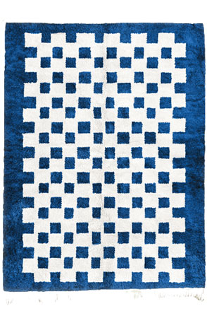 Blue Chessboard Rug 2082