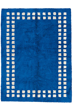 Blue Framed Checkerboard Rug