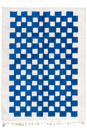 Blue Mono Chessboard Rug 2164