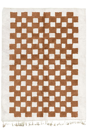 Brown Mono Chessboard Rug