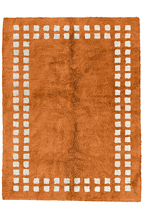 Copper Orange Framed Checkerboard Rug