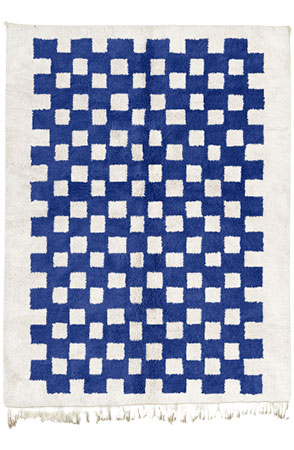 Dark Blue Mono Chessboard Rug 2163