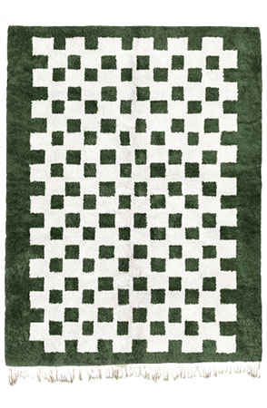 Dark Green Chessboard Rug 2090