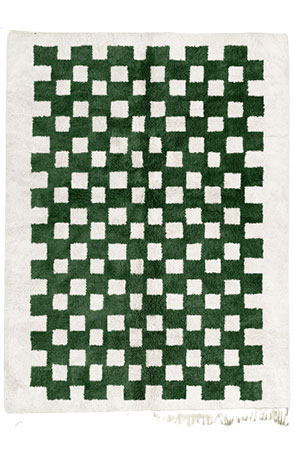 Dark Green Mono Chessboard Rug