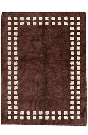 Deep Brown Framed Checkerboard Rug 2142