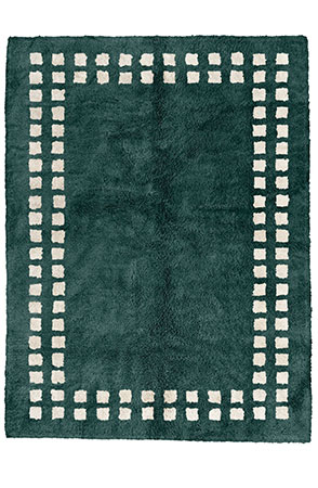 Deep Green Framed Checkerboard Rug