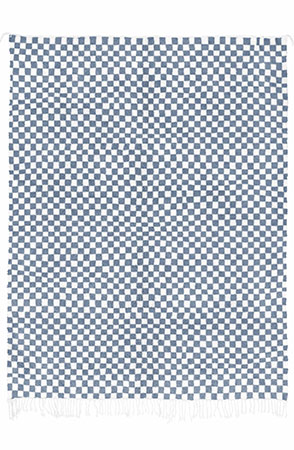 Faded Blue Checkered Rug 1983