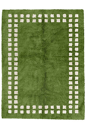 Green Framed Checkerboard Rug
