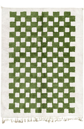 Green Mono Chessboard Rug