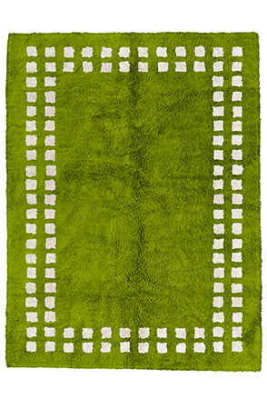 Lime Green Framed Checkerboard Rug