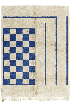 Blue Checkered Grid Rug