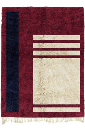Red Modern Grid Rug
