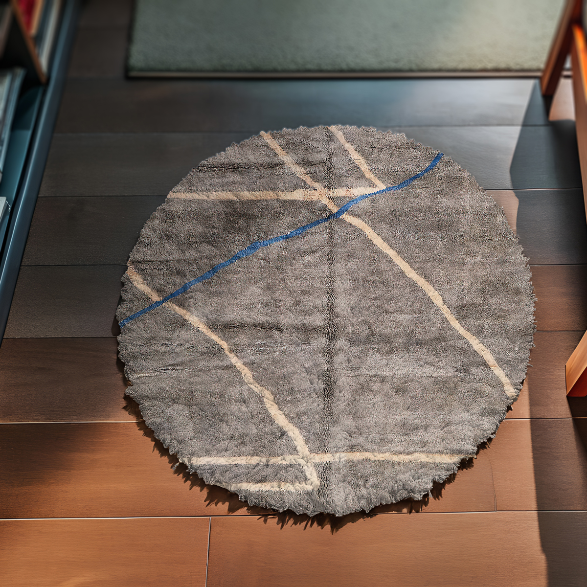 Abstract Gray Round Rug
