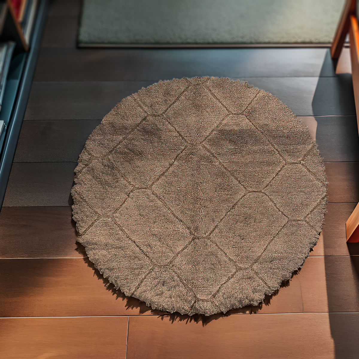 Dirt Brown Round Rug 5185
