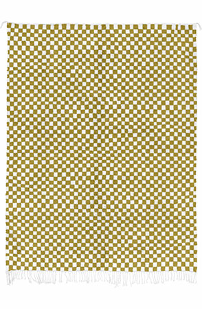 Mustard Green Checkered Rug
