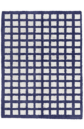 Navy Blue Chequerboard Rug