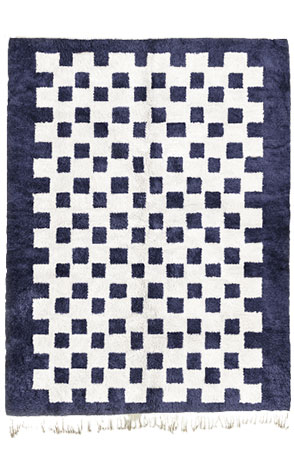 Navy Blue Chessboard Rug