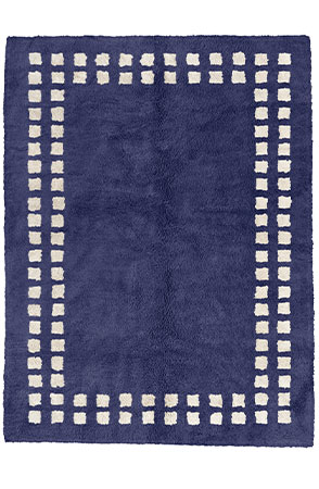 Navy Blue Framed Checkerboard Rug 2137