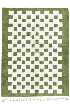 Olive Green Chessboard Rug