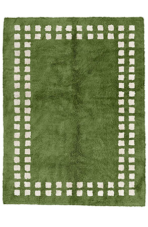 Olive Green Framed Checkerboard Rug