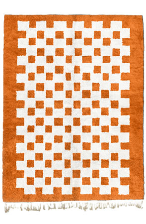 Orange Chessboard Rug