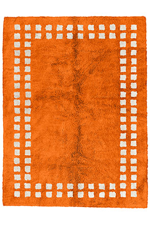 Orange Framed Checkerboard Rug