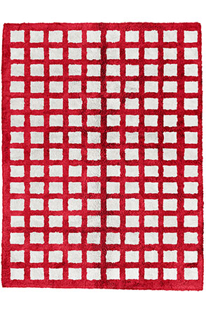 Red Chequerboard Rug