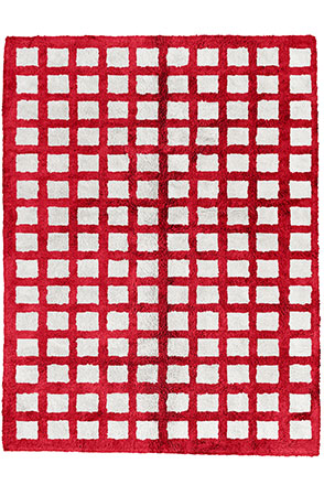 Red Chequerboard Rug 2238