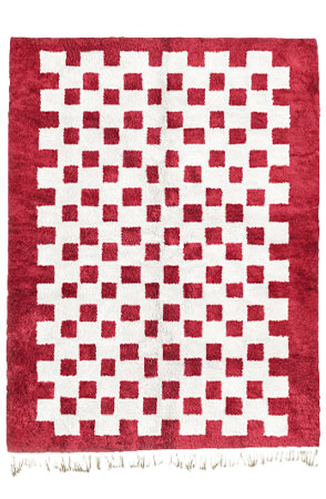 Red Chessboard Rug 2101