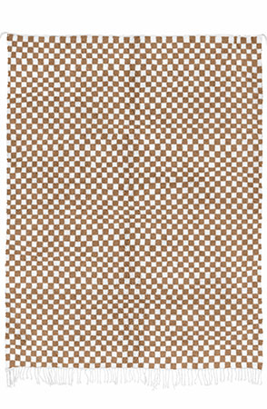 Soft Brown Checkered Rug