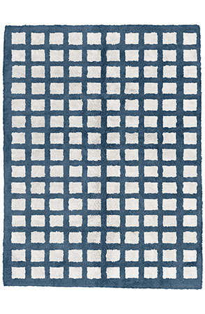 Stone Blue Chequerboard Rug