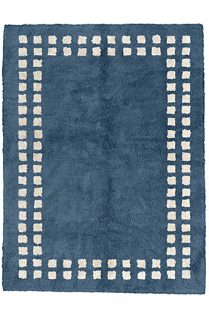 Stone Blue Framed Checkerboard Rug