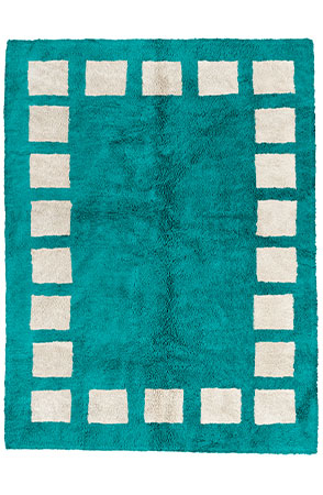 Turquoise Poly Block Rug 2212