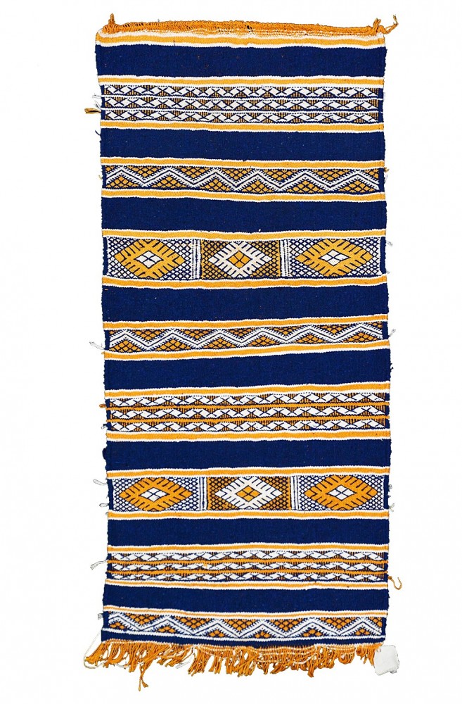 Kilim Moroccan rugs, Blue & Yellow Kilim Rug 1081