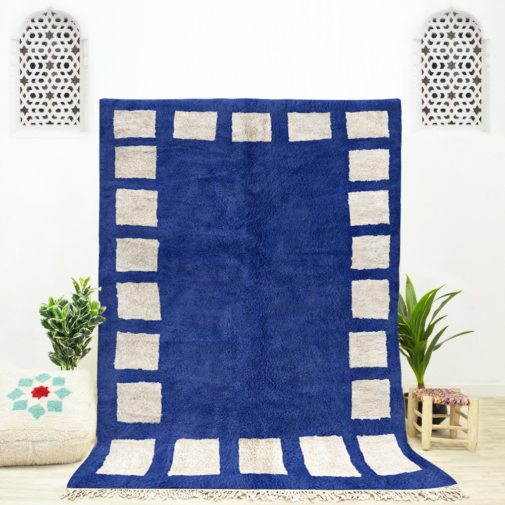 Beni ourain rugs, Dark Blue Poly Block Rug 2190