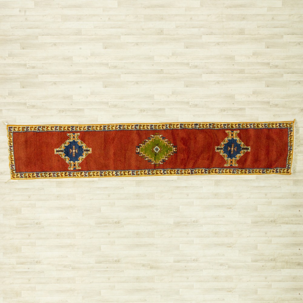 Vintage moroccan rugs, Red Floor Runner 1358