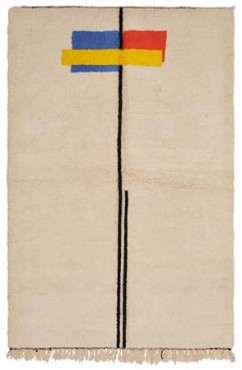 Abstract White Area Rug 3114