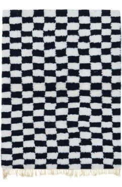 Black and White Moroccan Shag Rug 3310