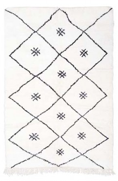 Black and White Moroccan Tassel Rug 2890