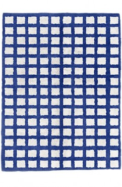 Dark Blue Chequerboard Rug 2217