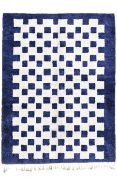 Dark Blue Chessboard Rug 2081