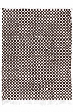 Dark Brown Checkered Rug 1989