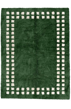 Dark Green Framed Checkerboard Rug 2144