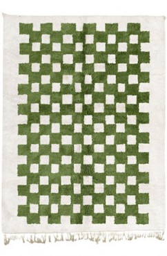 Green Mono Chessboard Rug 2177
