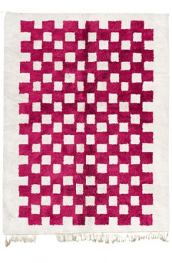 Hot Pink Mono Chessboard Rug 2182