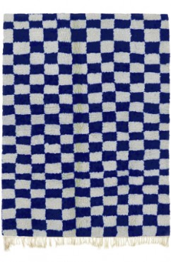 Moroccan rug Checkered - Blue and White 3177