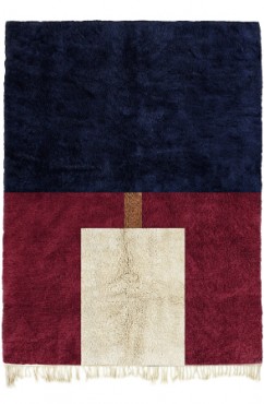Blue Abstract Wool Rug 4225