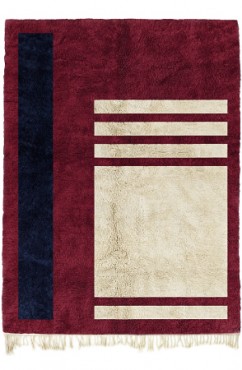Red Modern Grid Rug 4324