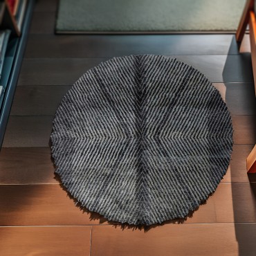 Geometric Black Round Rug 5154